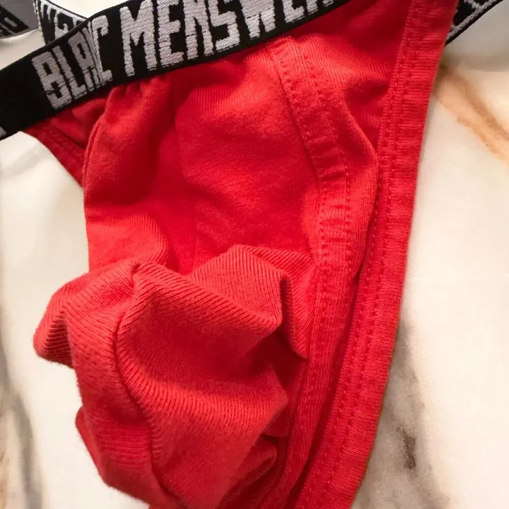 NEW Blanc Menswear Cotton BL4312 Contour G-String Thong Color Red Size Medium
